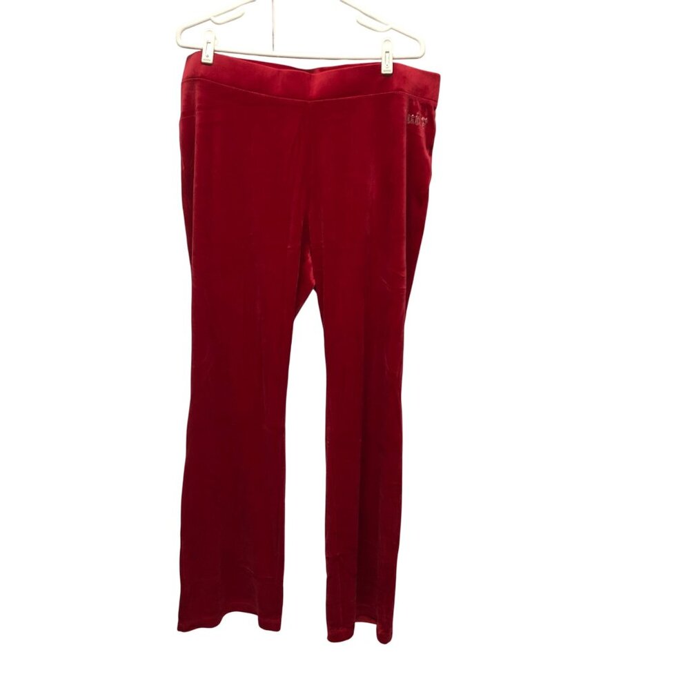 Juicy Couture Red Velour Lounge Pants Womens  Size XXL Rhinestone Logo Comfy NEW